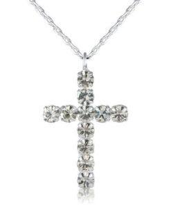 Sterling Silver Diamanté Cross Necklace