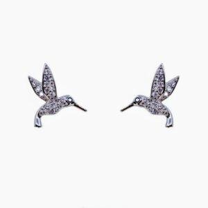 Sterling Silver Hummingbird Stud Earrings