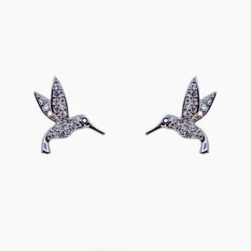 Sterling Silver Hummingbird Stud Earrings