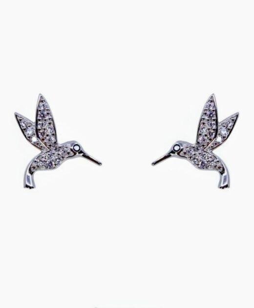 Sterling Silver Hummingbird Stud Earrings
