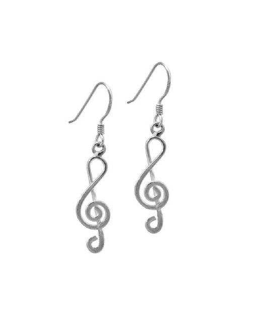 Sterling Silver Treble Clef Musical Note Earrings
