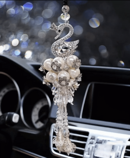 Hanging Swan Decoration With Swarovski Crystals