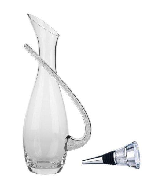 Wine Decanter Carafe filled with Swarovski Crystals & Matching Wine Bottle Stopper