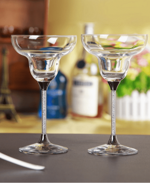 Pair of Swarovski Crystal Filled Stem Margarita Glasses