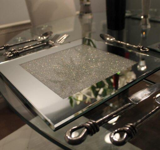 Set of Mirrored Place Mats filled with Crystals