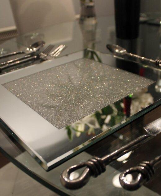 Set of Mirrored Place Mats filled with Crystals
