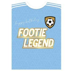 Footie Legend Football Shirt Birthday Card Light Blue