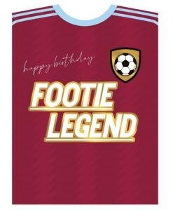 Football Shirt Birthday Card Claret Blue