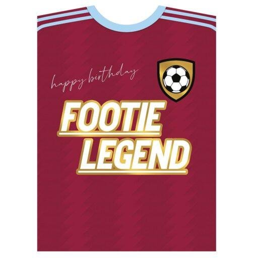 Football Shirt Birthday Card Claret Blue
