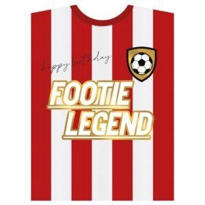Footie Legend Red & White Football Shirt Birthday Card
