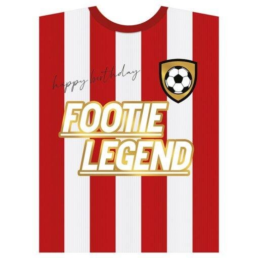 Footie Legend Red & White Football Shirt Birthday Card