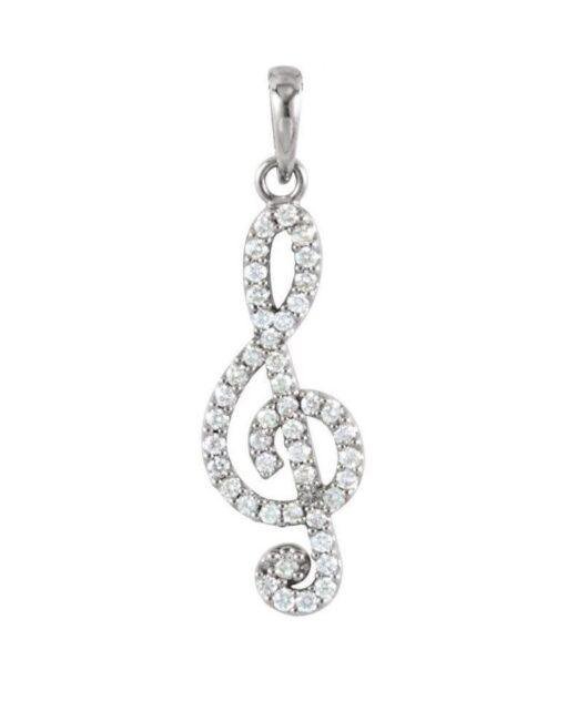 Sterling Silver Treble Clef Musical Note Necklace