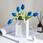 White Ceramic Carrier Bag Vase
