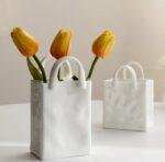 White Ceramic Carrier Bag Vase