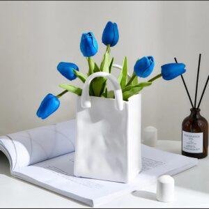 White Ceramic Carrier Bag Vase