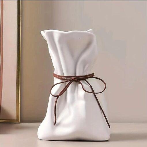Ceramic Paper Bag Vase in Yellow, White, Orange, Pink or Green