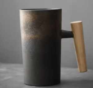 Modern Wooden Handle Ceramic Stoneware Mug