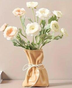 Ceramic Paper Bag Vase in Yellow, White, Orange, Pink or Green