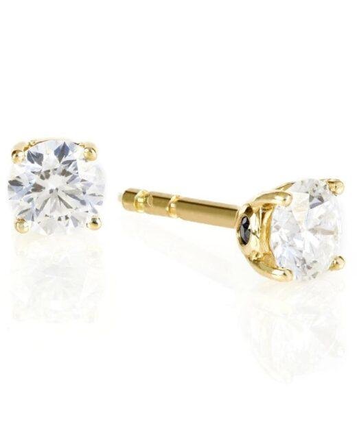 9ct Gold Round Swarovski Stud Earrings