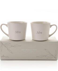 Amore Set of 2 Grey & White Mugs - Mrs & Mrs