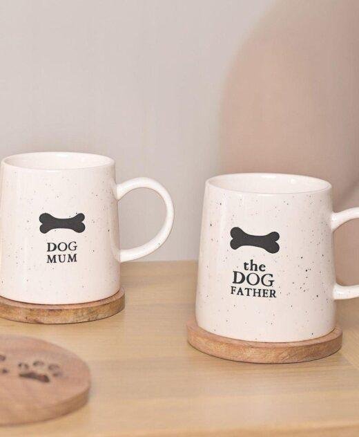 Ceramic Stoneware ‘Dog Mum’ ‘Dog Father’ Coffee Mug