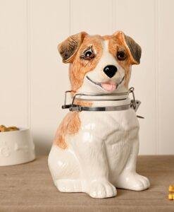 Jack Russell Dog Ceramic Biscuit Barrel Cookie Jar