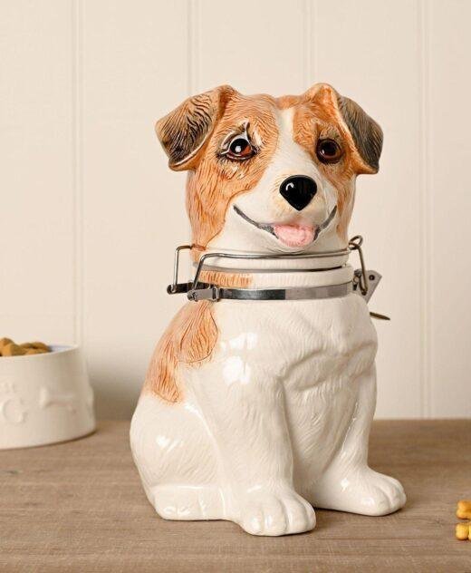 Jack Russell Dog Ceramic Biscuit Barrel Cookie Jar