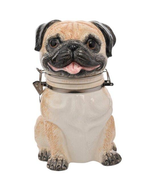 Pug Dog Ceramic Biscuit Barrel Cookie Jar