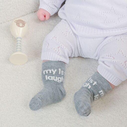 My First Milestones Baby Socks 0-6M Pack of 5 Pairs My First Laugh
