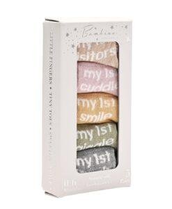My First Milestones Baby Socks 0-6M Pack of 5 Pairs in box
