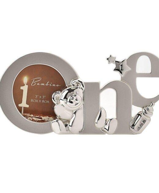 First Birthday Silver Effect Photo Frame - 'One'