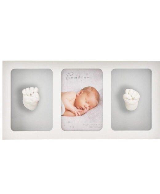 White Triple Photo Frame & Clay Baby Print Casting Kit