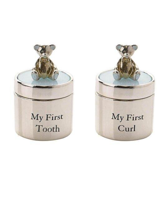 Baby Boy Silverplated First Tooth & Curl Gift Set - Blue
