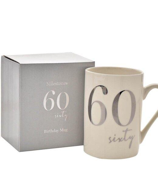 White Porcelain 60th Milestone Birthday Mug