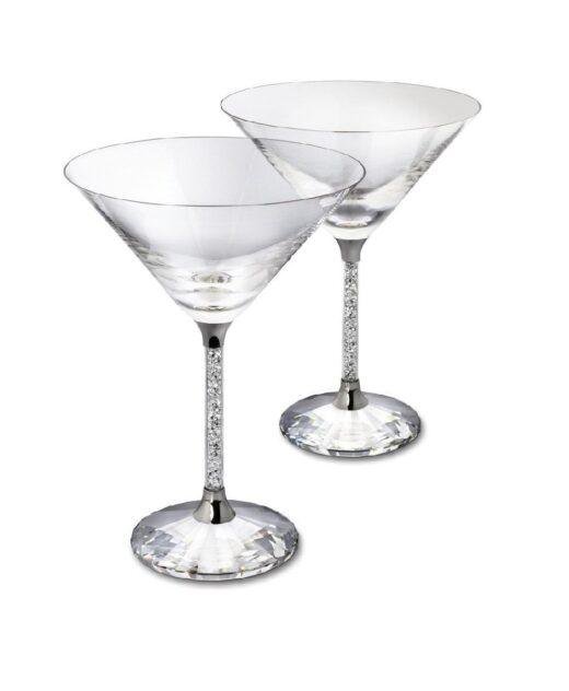 Pair of Swarovski Crystal Filled Stem Cocktail Glasses