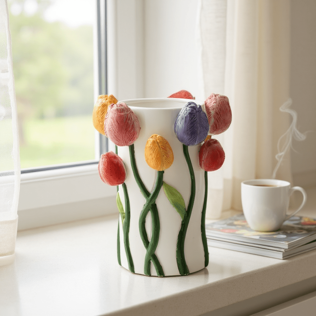 Ceramic 3D Tulip Flower Vase Ceramic 3D Tulip Flower Vase