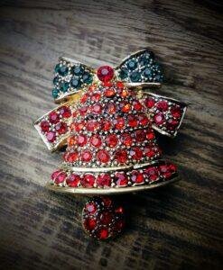 Diamante Christmas Bell Pin Brooch