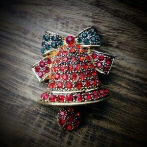 Diamante Christmas Bell Pin Brooch