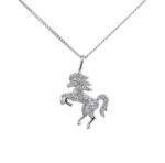 Sterling Silver Diamante Unicorn Pendant Necklace