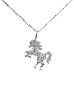 Sterling Silver Diamante Unicorn Pendant Necklace