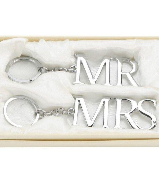Set of 2 Silverplated Mr & Mrs Keyrings