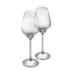 Pair of Swarovski Crystal Filled Stem Wine Glasses