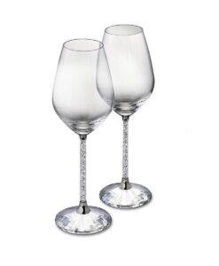 Pair of Swarovski Crystal Filled Stem Wine Glasses