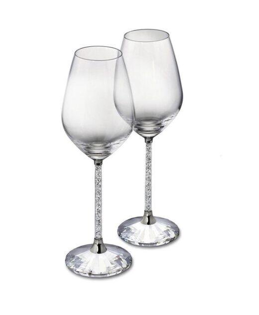Pair of Swarovski Crystal Filled Stem Wine Glasses