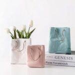 Ceramic Paper Carrier Bag Vase with Rope Handle