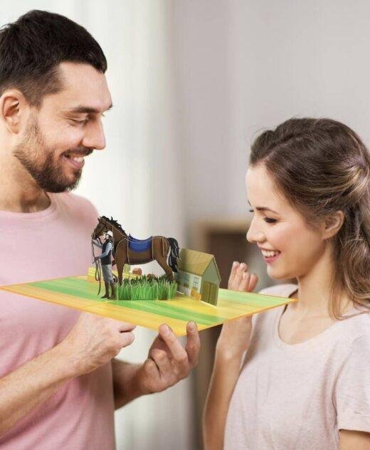 Pop Up 3D Equestrian Horse Rider Greeting Card