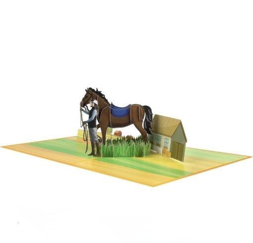 Pop Up 3D Equestrian Horse Rider Greeting Card
