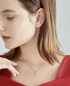 Heart Shaped CZ Solitaire Silver Pendant Necklace