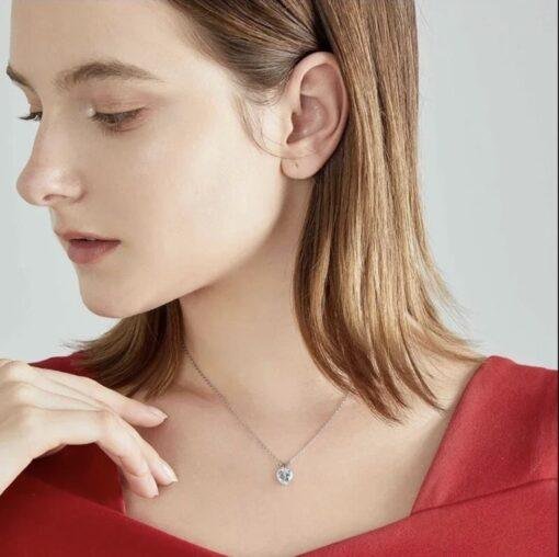 Heart Shaped CZ Solitaire Silver Pendant Necklace