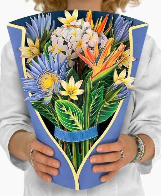 Pop Up 3D Large Life Size Bouquet Of Exotic Flowers